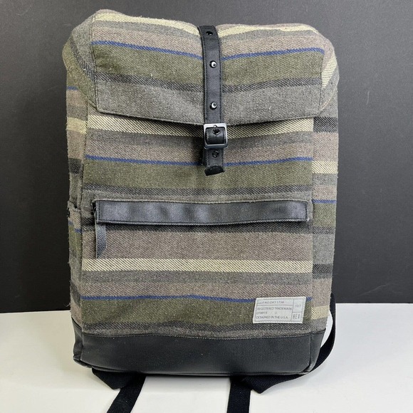 HEX Terra Alliance Canvas Flap Backpack Striped Magnetic Closure 13-15” Laptop